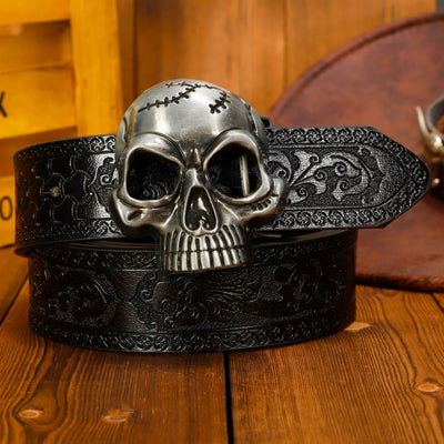 Cinturón Unisex de Cuero PU con Calavera Hueca Grabada - Estilo Vintage - Image 8