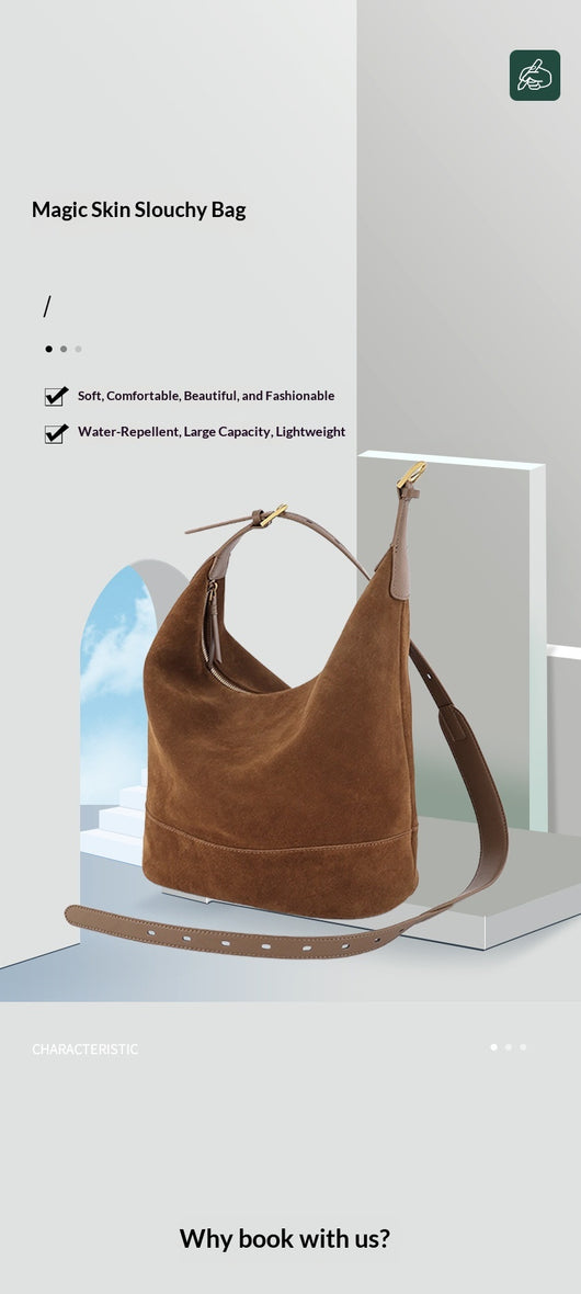 Bolsa Bucket de Ante Retro - Bolso Cómodo y Versátil para Hombro o Bandolera - Image 11