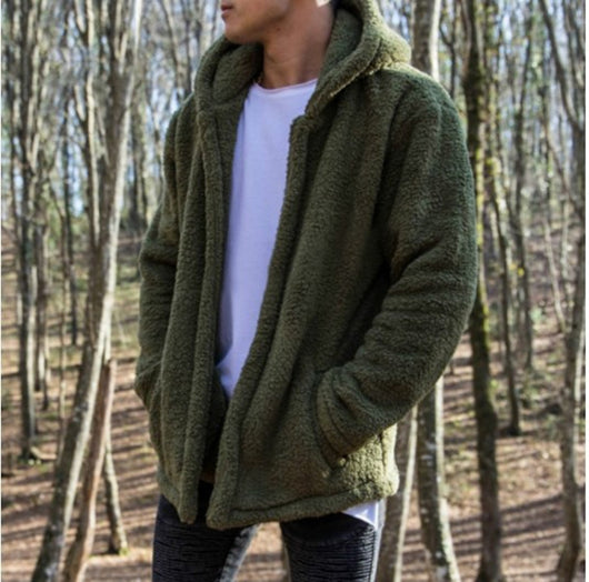 Chaqueta Hoodie Polar Cálida para Hombre - Diseño Liso Versátil - Image 6