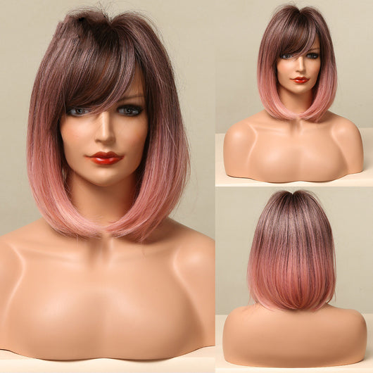Peluca Corta Liso de Cabello Sintético Resistente al Calor - Image 3