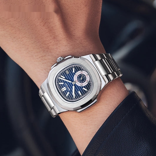 Reloj de Pulsera Hombre Acero Inoxidable Calendario Luminoso Resistente al Agua