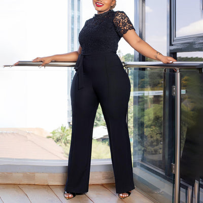 Jumpsuit de Encaje Elegante con Cintura Anudada y Piernas Anchas - Image 2