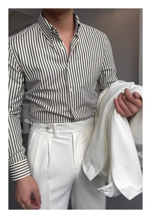 Camisa de Algodón Seersucker Primavera para Hombre - Image 8