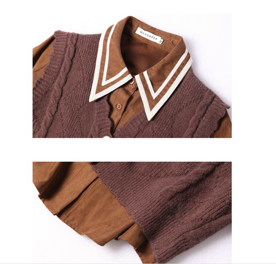 Conjunto Preppy de Camisa y Chaleco de Color Sólido - Image 13