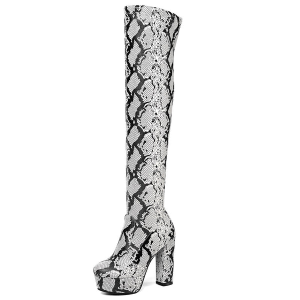 Botas Altas Over The Knee con Plataforma y Tacón Grueso para Mujer