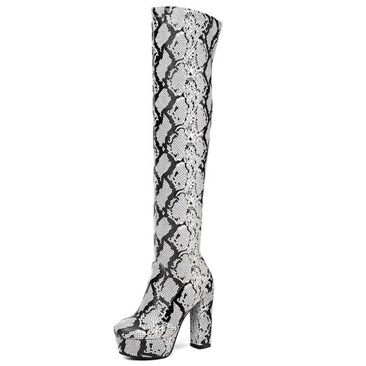 Botas Altas Over The Knee con Plataforma y Tacón Grueso para Mujer