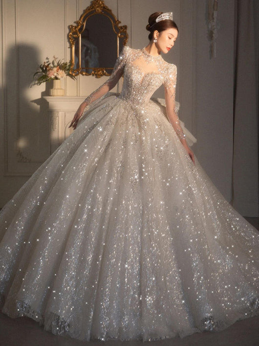 Vestido de Novia Retro Lujo con Mangas Largas - Diseño Francés Elegante - Image 13