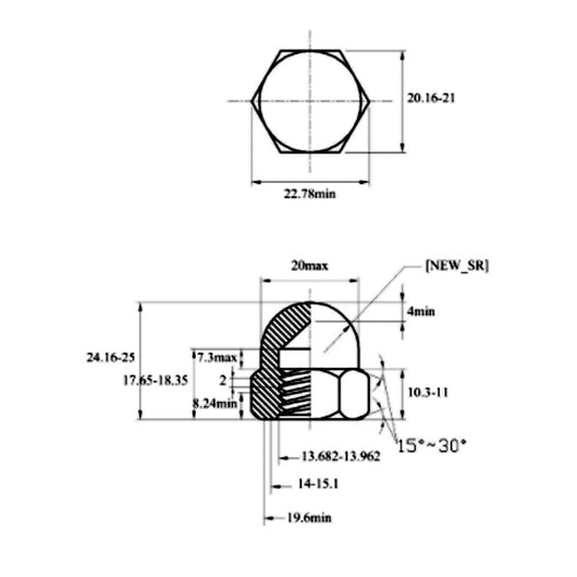 Tuerca Tapón Integral Semicircular con Bola de Rosca - Image 12