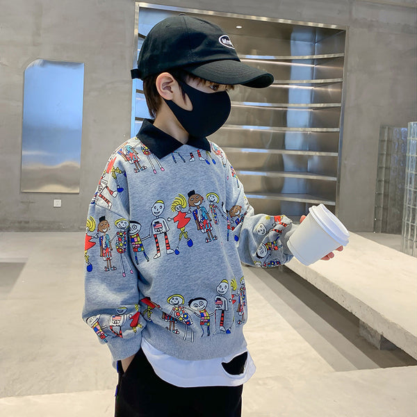 Camisa Infantil Coreana con Cuello Solapa - Manga Larga para Niño