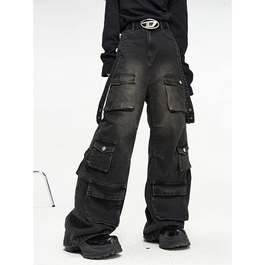 Pantalones Vaqueros Vintage de Pierna Ancha con Múltiples Bolsillos para Hombre - Image 2