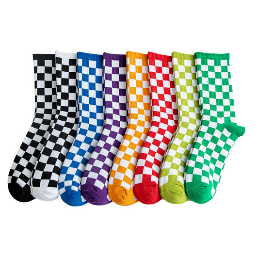 Calcetines Tubo Estilo Ajedrez para Mujer - Image 5
