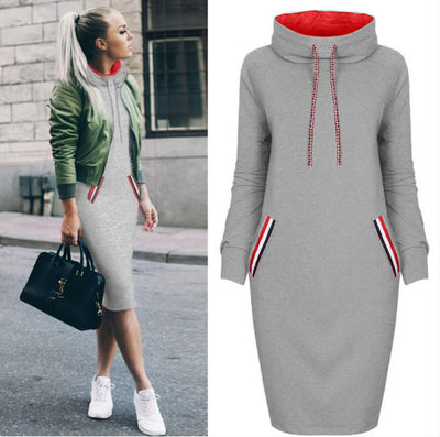 Vestido Largo de Invierno Cuello Alto - Elegancia Casual para Todas las Tallas - Image 12