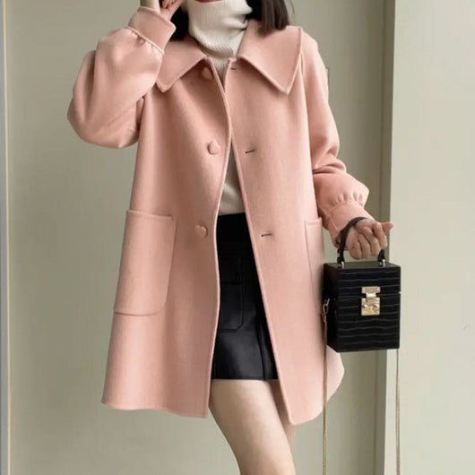 Abrigo de Lana Casual Elegante con Cuello Muñeca para Mujer - Image 9