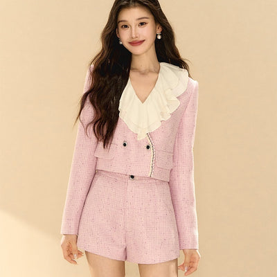 Conjunto de Moda Mujer: Short y Blazer Corto en Tul Púrpura - Image 9