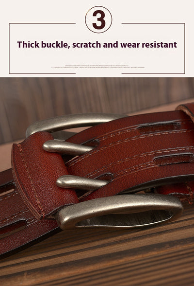 Cinturón de Cuero para Hombre con Hebilla Doble Pasador - Estilo Casual y Jeans - Image 9