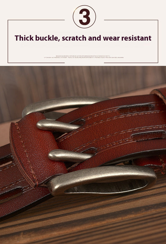 Cinturón de Cuero para Hombre con Hebilla Doble Pasador - Estilo Casual y Jeans - Image 9