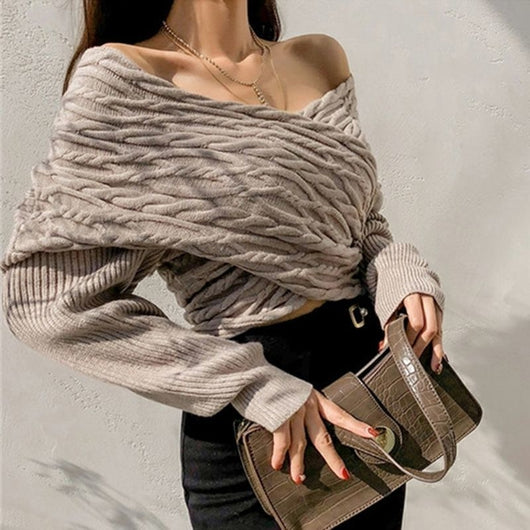 Suéter Retro con Escote en V y Detalle Trenzado - Estilo Coreano para Mujer - Image 14