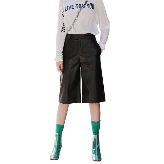 Pantalones de Cuero Cinco Bolsillos Mujer Estilo Coreano - Image 10