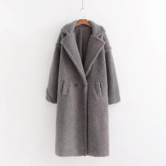 Abrigo Largo Térmico de Peluche Artificial para Mujer - Manga Larga Acolchado - Image 11
