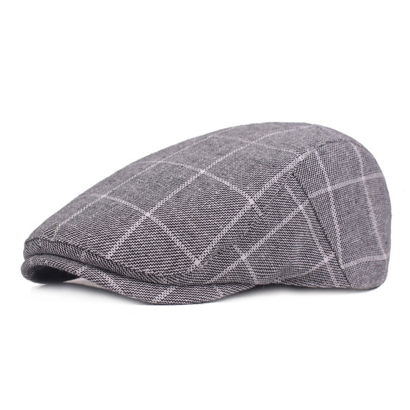 Gorra de Cuadros Estilo College en Algodón para Hombre