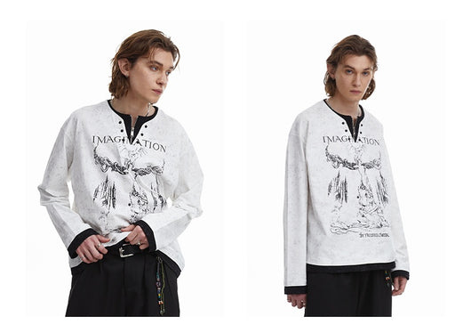 Blusa Punk Retro Americana con Hebilla Perla y Doble Textura - Image 15