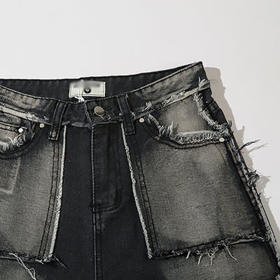 Jeans Punk Desgastados con Costuras Irregulares para Hombre - Image 4