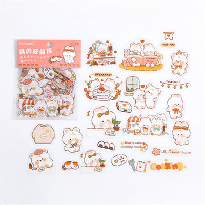 Cute cartoon animal stickers featuring bears and rabbits in various daily activities, packaged and displayed. - Image 12