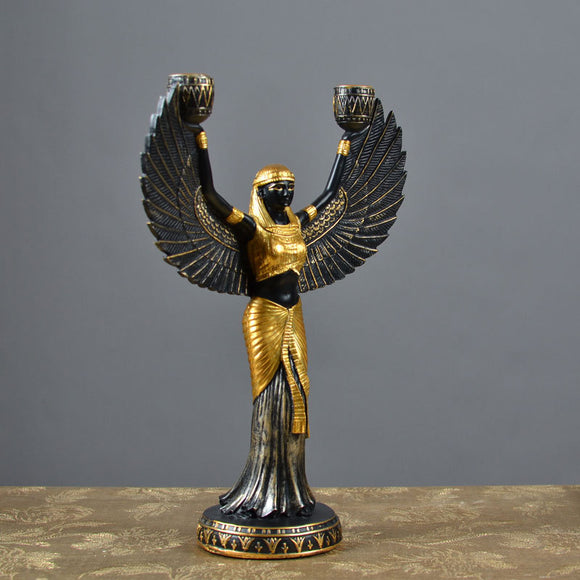 Estatua de la Diosa Isis con Alas - Figura Decorativa de Resina Artesanal