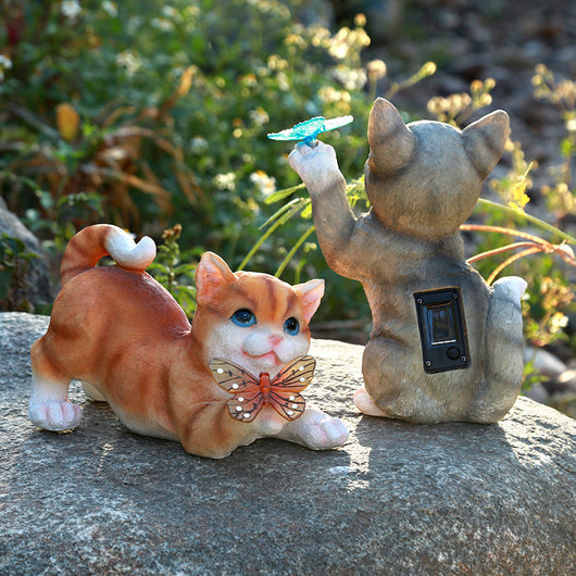 Adornos Solares de Resina con Gatos para Jardín - Decoración Luminosa - Image 7