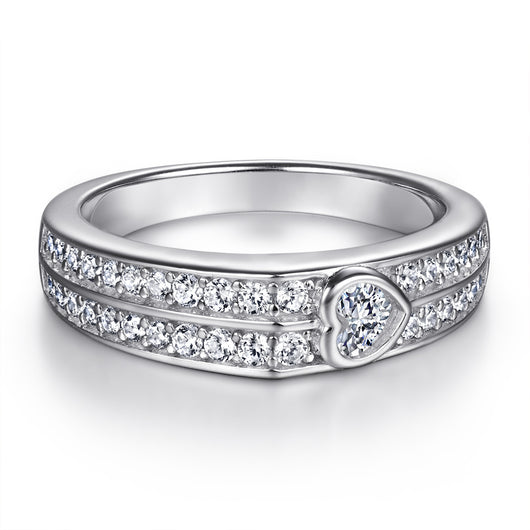 Anillo de Boda para Mujer Corazón con Diamantes en Fila - Image 8