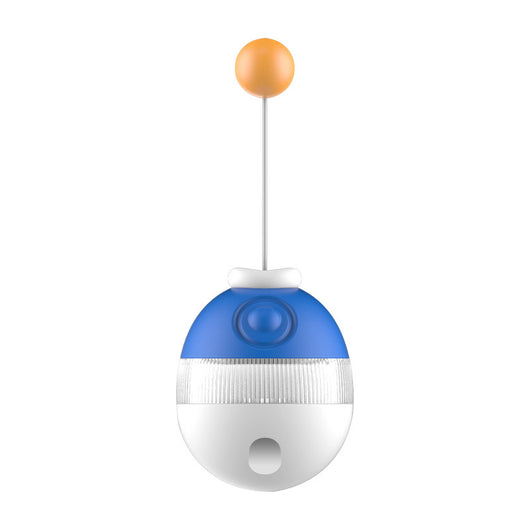 Blue and white pet cat toy with an orange ball on a stick, designed as a tumbler for interactive play. - Image 5