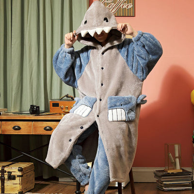 Cream and yellow thick flannel hooded pajama set with pineapple appliques, worn by a person sitting indoors. - Image 10