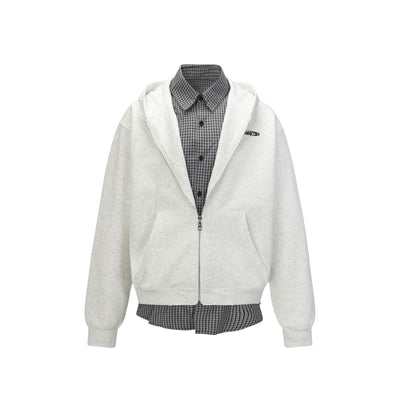 Sudadera Tipo Americana con Efecto Dos Piezas a Cuadros para Hombre - Image 2