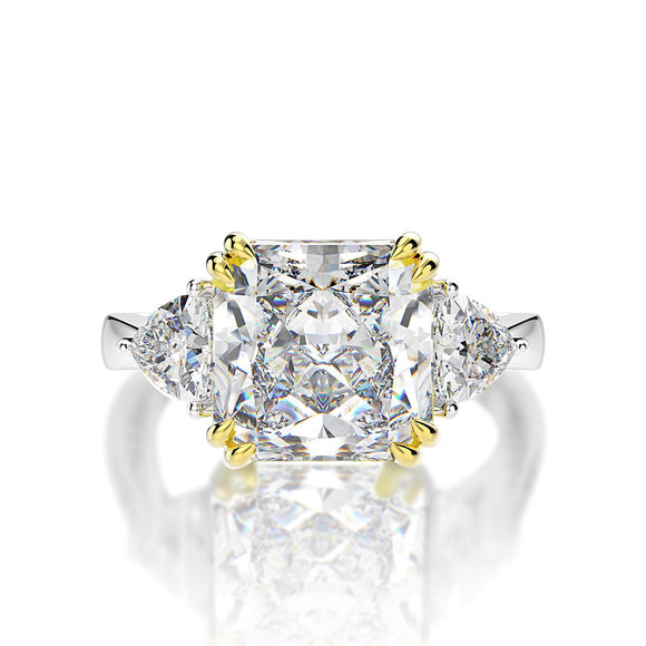 Anillo Flor de Hielo con Aguamarina y Carbono Alto