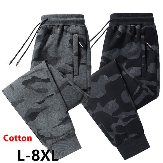 Pantalones Casuales de Algodón para Hombre Talla Grande Otoño Invierno con Puño Ajustado