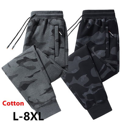 Pantalones Casuales de Algodón para Hombre Talla Grande Otoño Invierno con Puño Ajustado