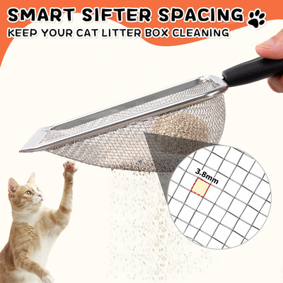 Pala Sanitaria de Acero Inoxidable con Malla - Limpiador de Arenero para Gatos - Image 3