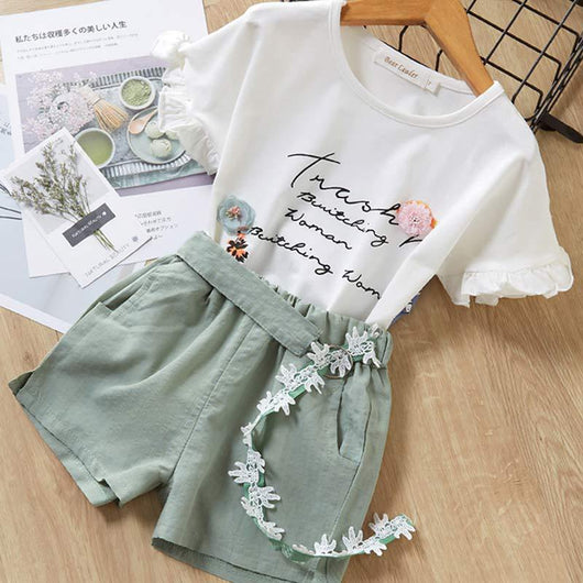 Conjunto Infantil Fashionable: Blusa Manga Corta + Shorts - Image 10