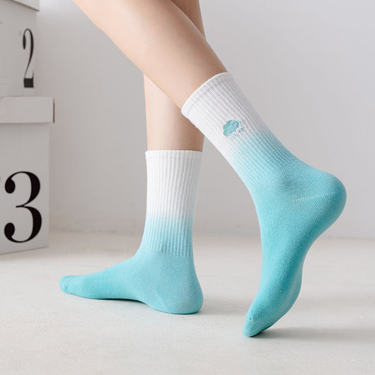 Calcetines Medianos para Mujer con Bordado Tie-Dye Colorido - Image 20
