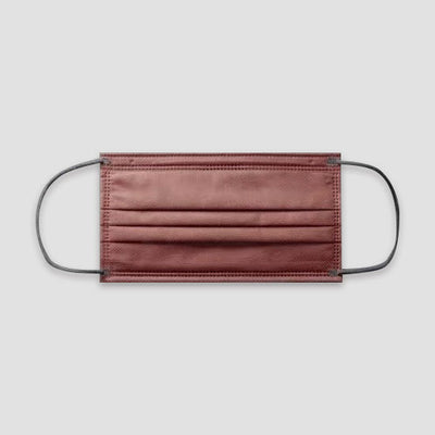 Rose red disposable face mask with pleats and gray ear loops, shown flat against a light gray background. - Image 7