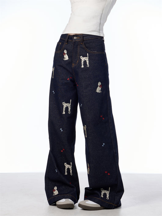 Pantalones Jeans Anchos con Estampado Animal Print - Loose Fit Casual para Mujer - Image 7