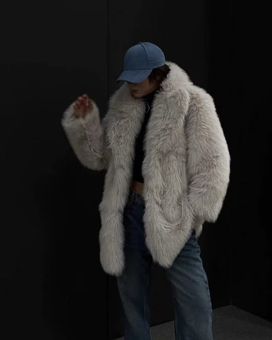 Abrigo de Pelaje Suelto Largo Elegante para Mujer - Image 14