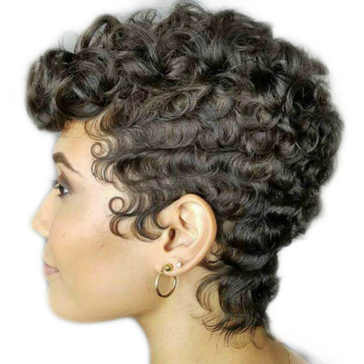 Peluca Rizada Corta Afro Natural Voluminosa para Mujer - Image 4
