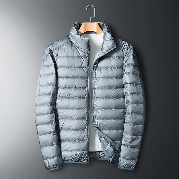 Chaqueta Acolchada de Plumas Ligera con Cuello de Pie para Otoño e Invierno