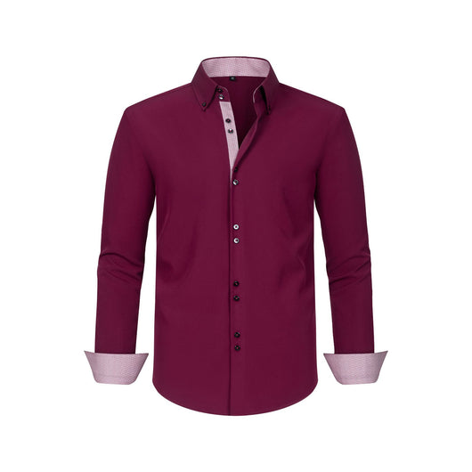 Camisa Hombre Estiramiento Cuádruple con Lunares y Bloques de Color - Image 17