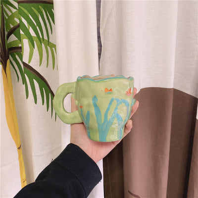 Taza Desayunera Artesanal Pintada a Mano con Flores Irregulares - Image 5