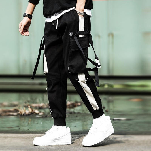 Pantalones Hip Hop con Cordón y Costuras Contrastantes para Niños