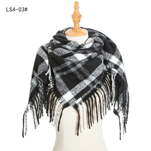 Pañuelo Cuadrado Rayado con Flecos para Mujer y Hombre - Image 11
