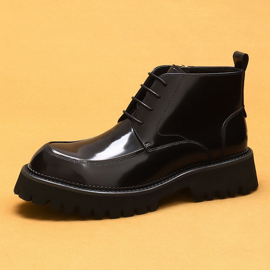 Botas Martin de Cuero Charol Plataforma con Cierre - Estilo Británico Elegante - Image 6