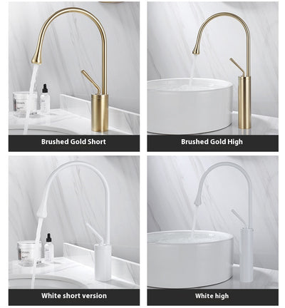 Grifo de Lavabo Giratorio en Cobre Dorado con Diseño Gota de Agua - Image 35